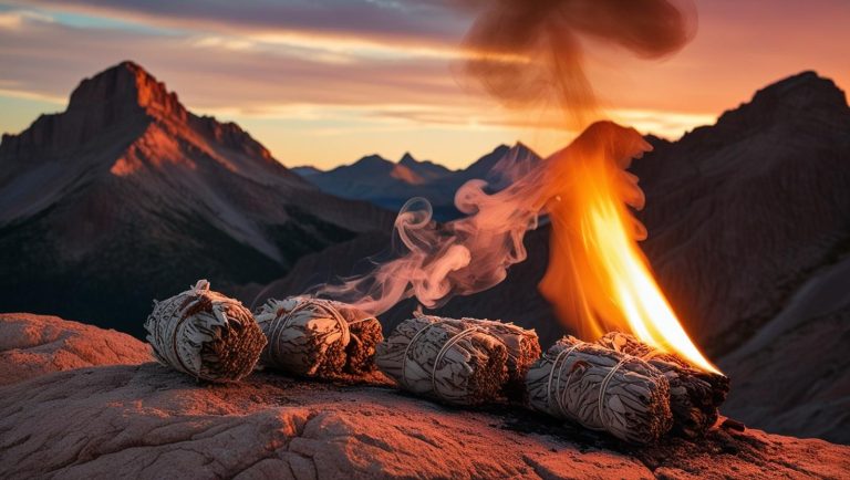 BURNING SAGE IN MOUTAINS